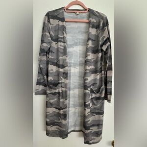 Camouflage Open Front Cardigan